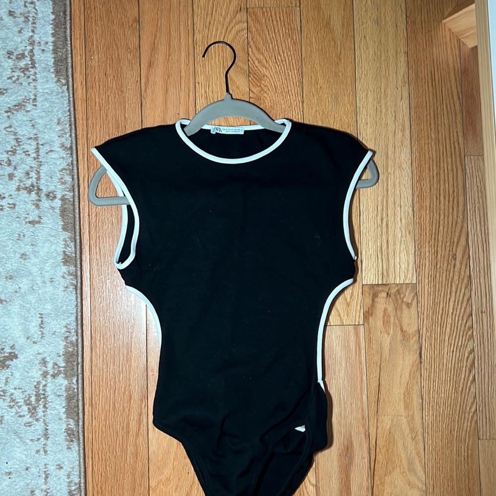 Zara Black Open Back Bodysuit